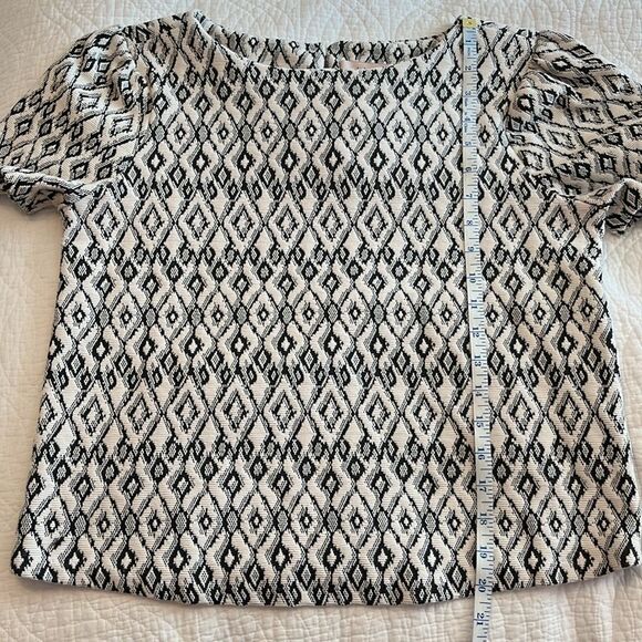 Philosophy Ikat Print Textured Puff Short Sleeve Top Small Geometric Boho Spring - Picture 6 of 8